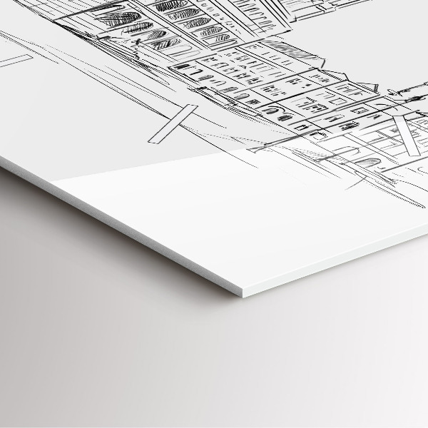 Čtvercové nástěnné hodiny Skica starého města Poznaně