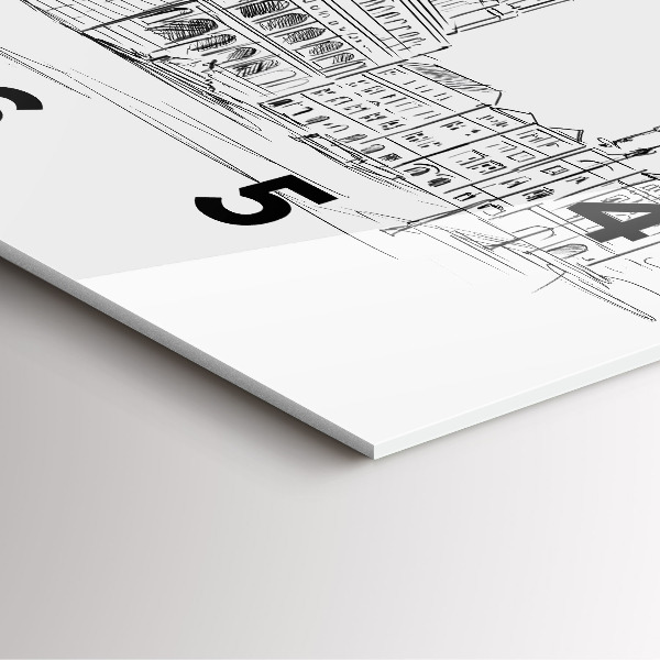 Čtvercové nástěnné hodiny Skica starého města Poznaně