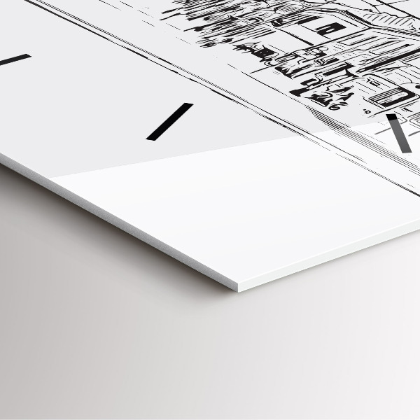 Čtvercové nástěnné hodiny Ilustrace města Poznaně