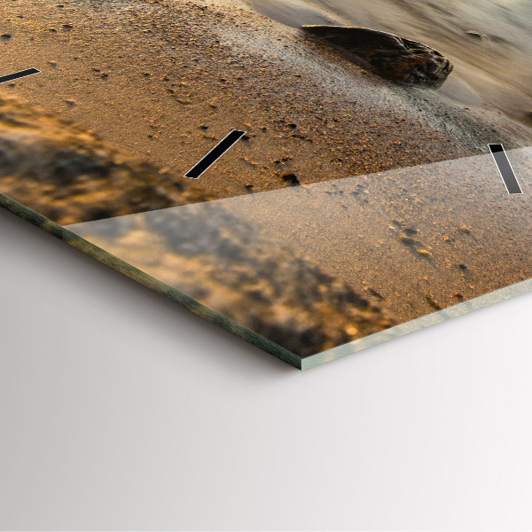 Skleněné hodiny čtvercové Východ slunce v Baltském moři