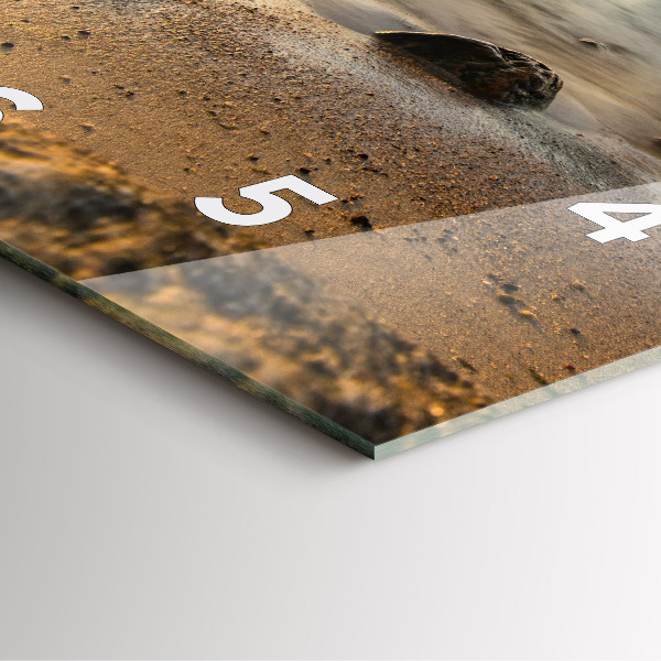 Skleněné hodiny čtvercové Východ slunce v Baltském moři