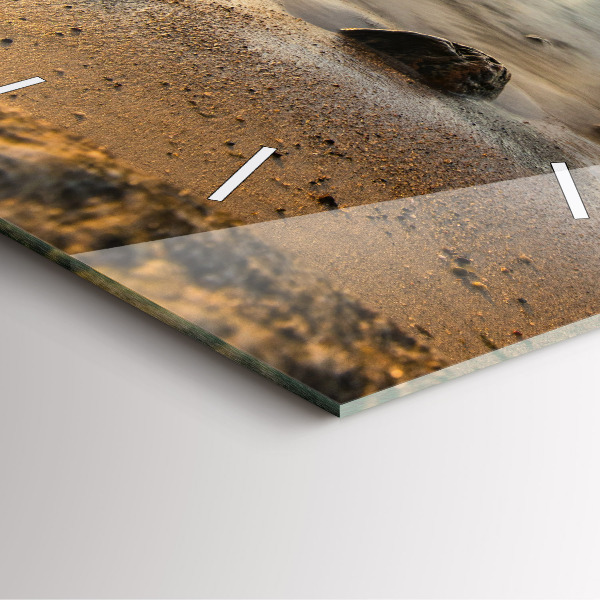 Skleněné hodiny čtvercové Východ slunce v Baltském moři