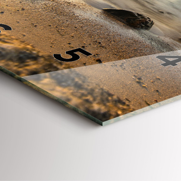 Skleněné hodiny čtvercové Východ slunce v Baltském moři