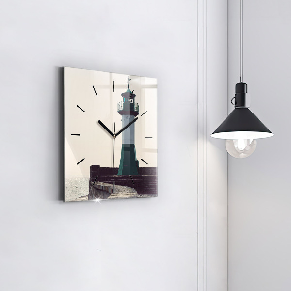 Čtvercové nástěnné hodiny Maják a moře