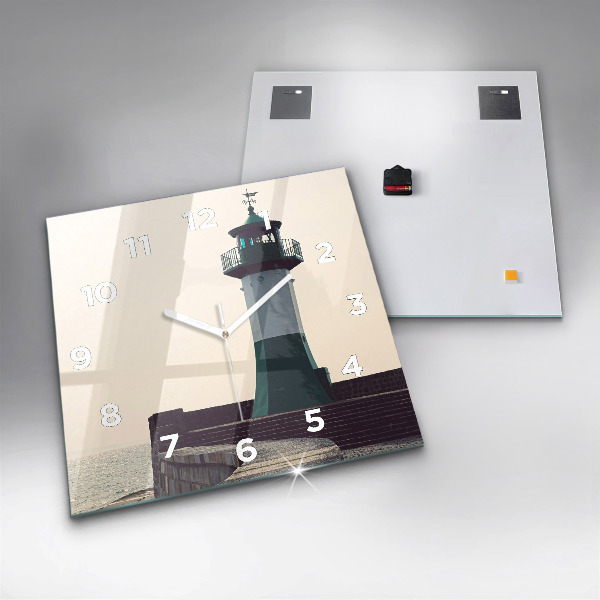 Čtvercové nástěnné hodiny Maják a moře