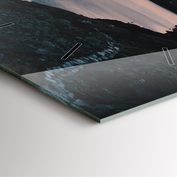 Čtvercové nástěnné hodiny Jezero a hory