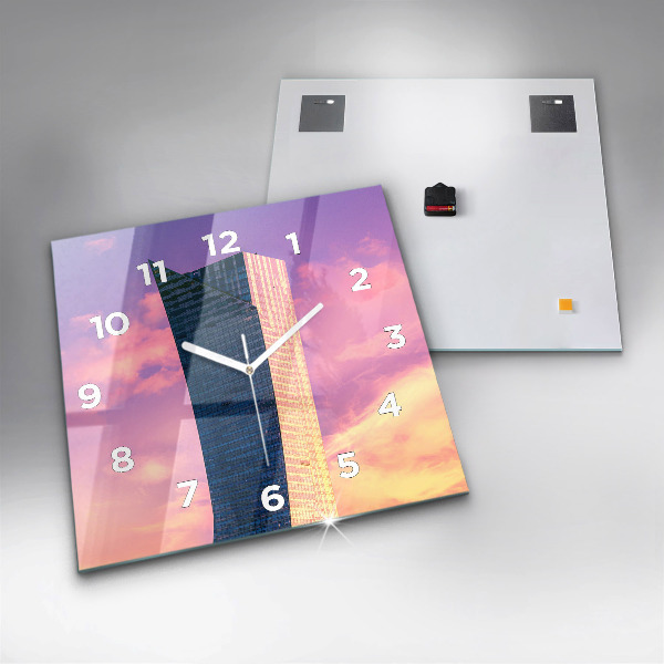 Čtvercové nástěnné hodiny Mrakodrap ve Varšavě