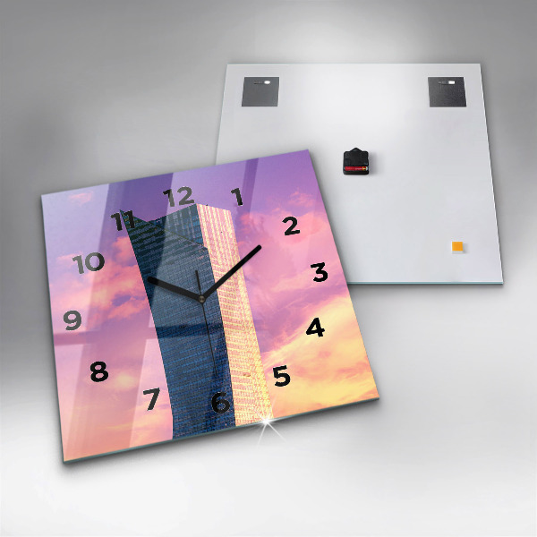 Čtvercové nástěnné hodiny Mrakodrap ve Varšavě