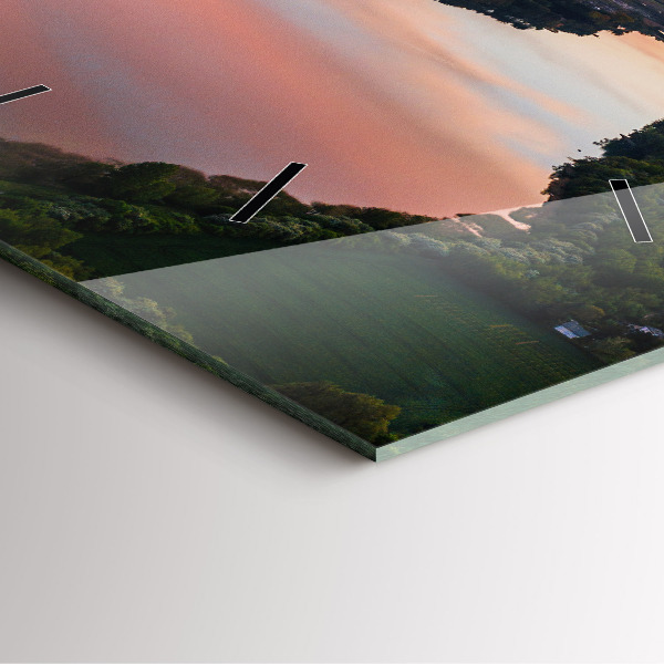 Čtvercové nástěnné hodiny Pohled na jezero