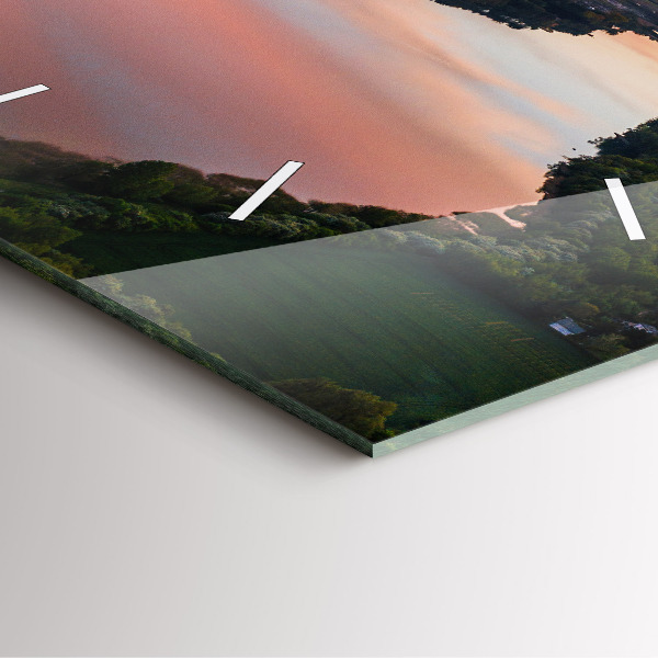 Čtvercové nástěnné hodiny Pohled na jezero