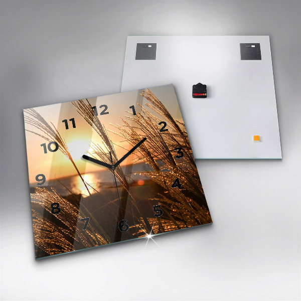 Čtvercové nástěnné hodiny Pšenice ve zlatém slunci