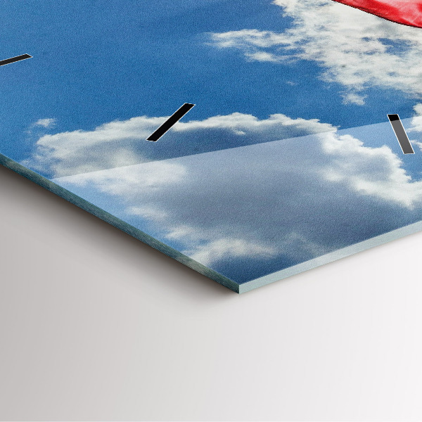 Čtvercové nástěnné hodiny Polská vlajka na pozadí oblohy