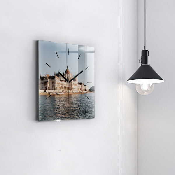 Čtvercové nástěnné hodiny Parlament v Budapešti