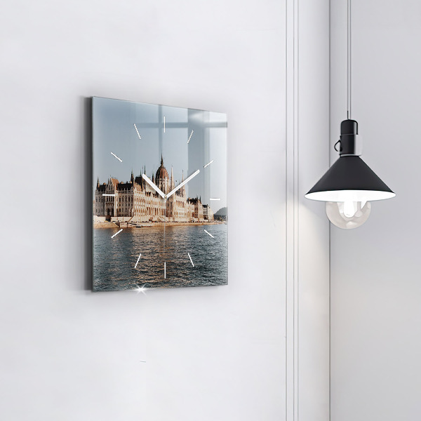 Čtvercové nástěnné hodiny Parlament v Budapešti