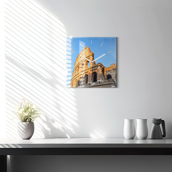 Čtvercové nástěnné hodiny Koloseum v Římě