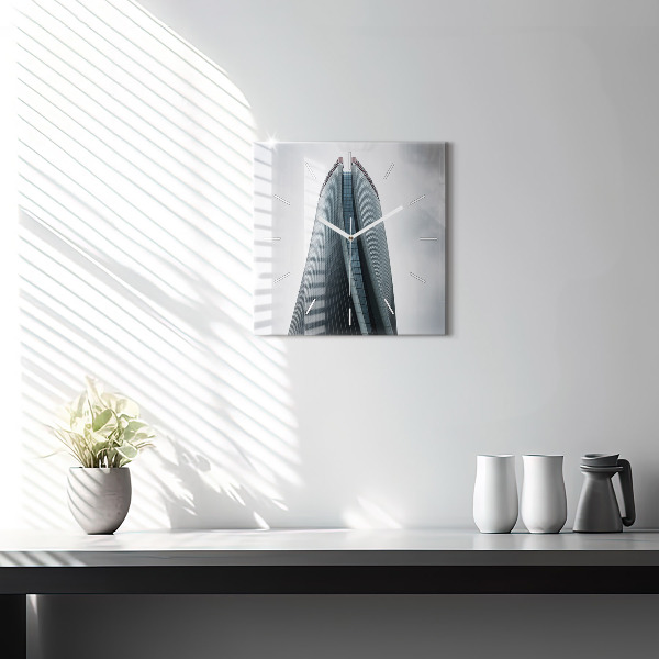 Čtvercové nástěnné hodiny Milánský mrakodrap