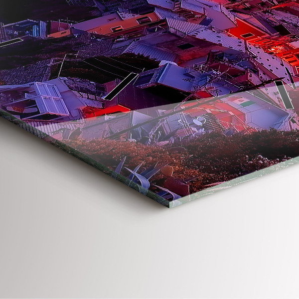 Čtvercové nástěnné hodiny Domy u jezera