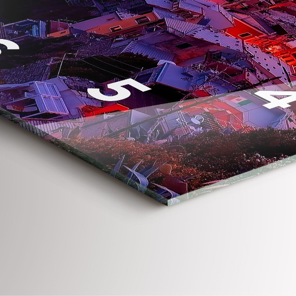 Čtvercové nástěnné hodiny Domy u jezera