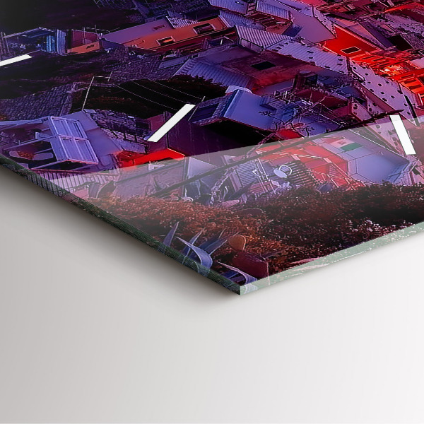 Čtvercové nástěnné hodiny Domy u jezera