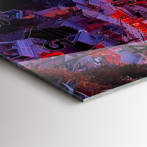 Čtvercové nástěnné hodiny Domy u jezera