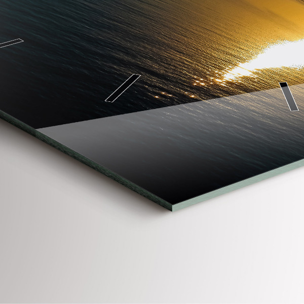 Čtvercové nástěnné hodiny Krajina při východu slunce