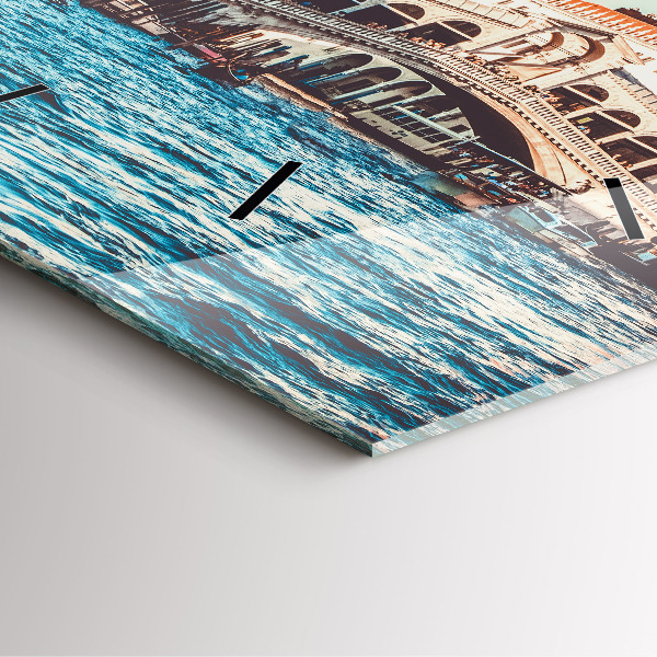 Čtvercové nástěnné hodiny Most Rialto v Benátkách