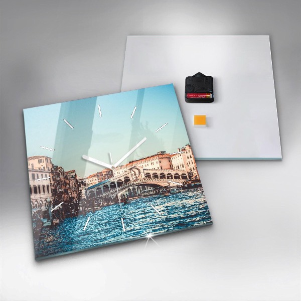 Čtvercové nástěnné hodiny Most Rialto v Benátkách