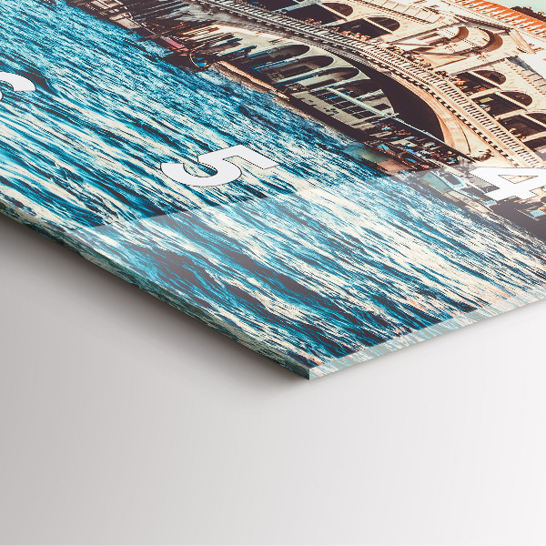 Čtvercové nástěnné hodiny Most Rialto v Benátkách