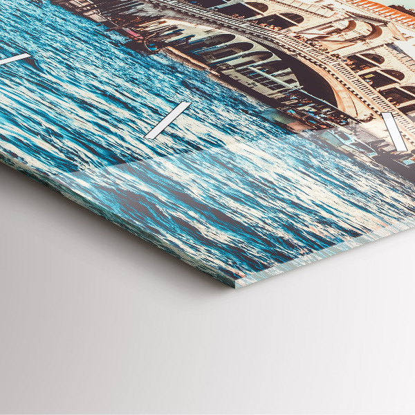 Čtvercové nástěnné hodiny Most Rialto v Benátkách