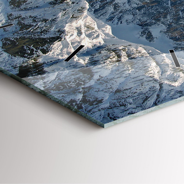 Čtvercové nástěnné hodiny Hory pod modrou oblohou