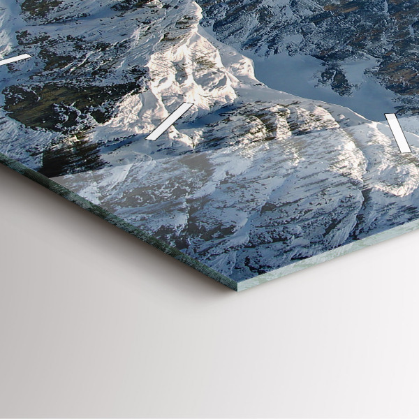 Čtvercové nástěnné hodiny Hory pod modrou oblohou