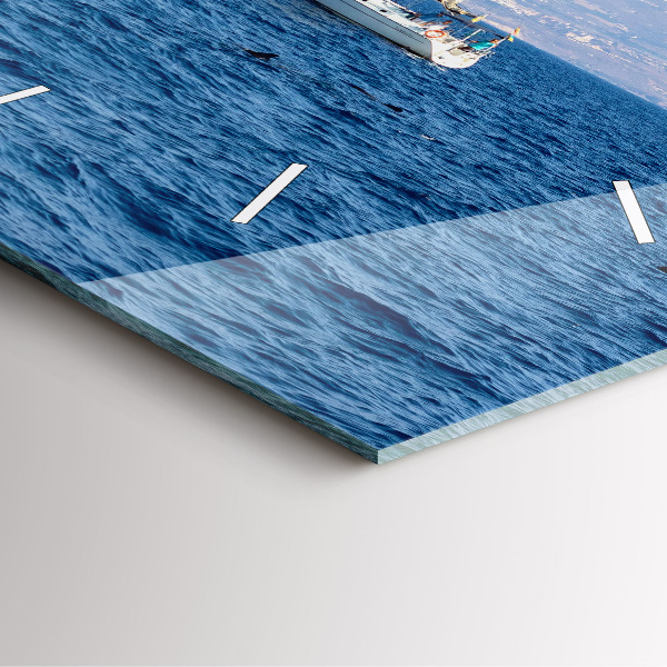 Čtvercové nástěnné hodiny Jachta na Tenerife