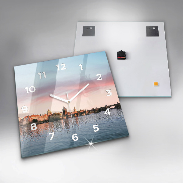 Čtvercové nástěnné hodiny Karlův most v Praze