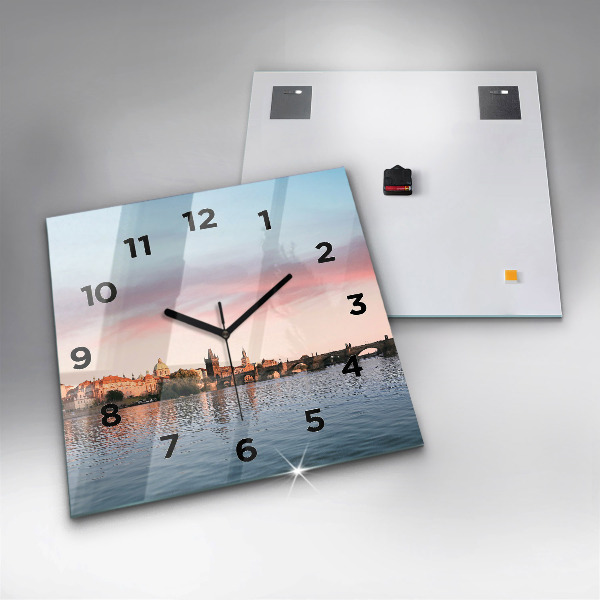 Čtvercové nástěnné hodiny Karlův most v Praze