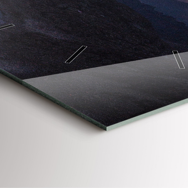 Čtvercové nástěnné hodiny Hory při západu slunce