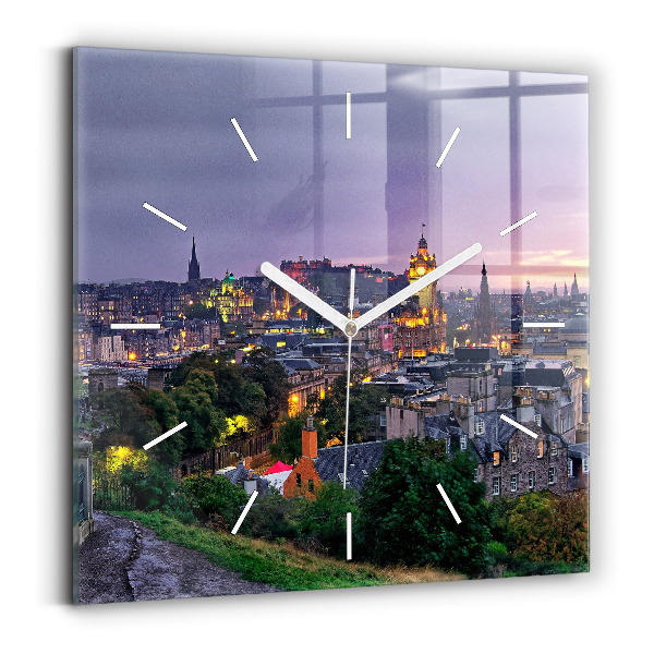 Čtvercové nástěnné hodiny Edinburgh z Calton Hill