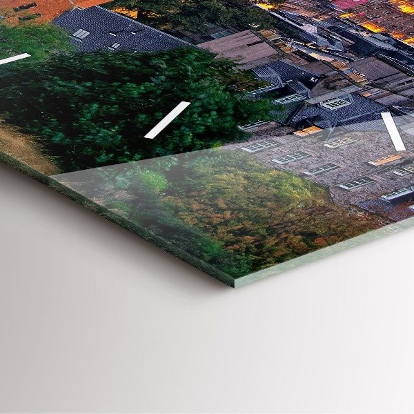 Čtvercové nástěnné hodiny Edinburgh z Calton Hill