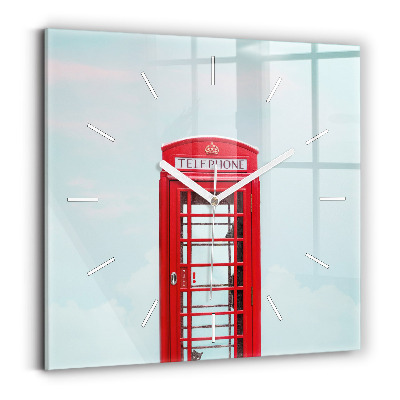 Čtvercové nástěnné hodiny Telefonní budka
