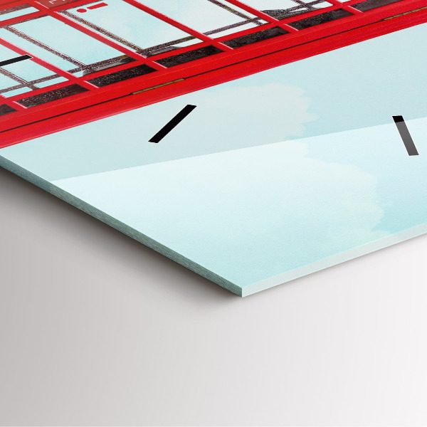 Čtvercové nástěnné hodiny Telefonní budka