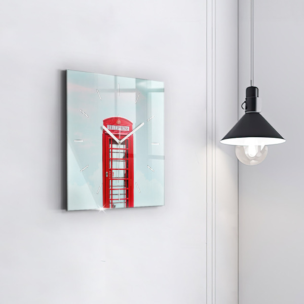 Čtvercové nástěnné hodiny Telefonní budka