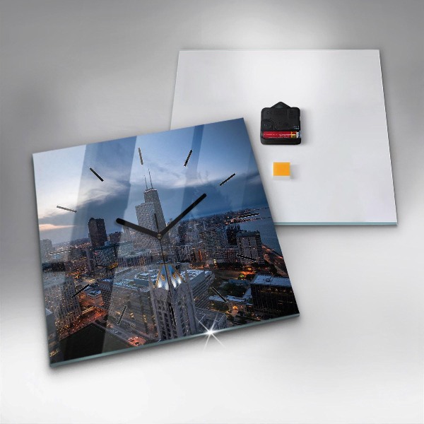 Čtvercové nástěnné hodiny Fotografie Chicaga