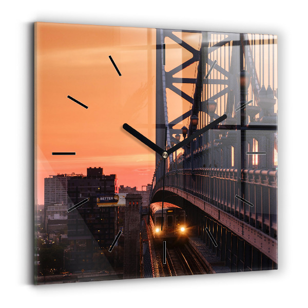 Čtvercové nástěnné hodiny Most Benjamina Franklina