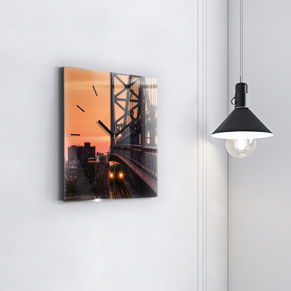 Čtvercové nástěnné hodiny Most Benjamina Franklina