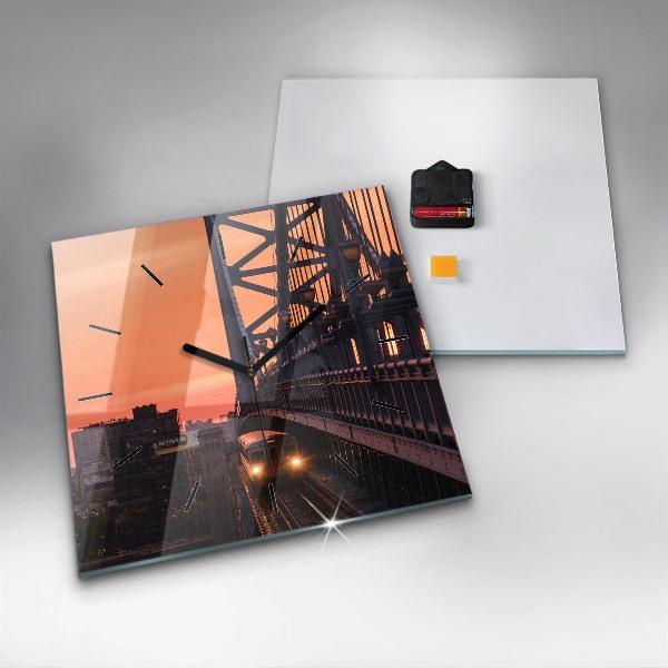 Čtvercové nástěnné hodiny Most Benjamina Franklina