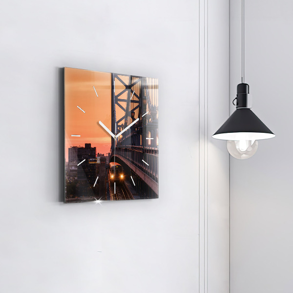 Čtvercové nástěnné hodiny Most Benjamina Franklina