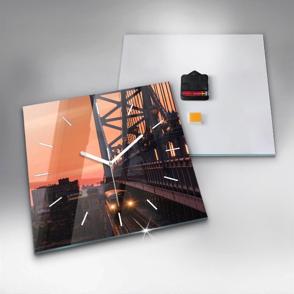 Čtvercové nástěnné hodiny Most Benjamina Franklina