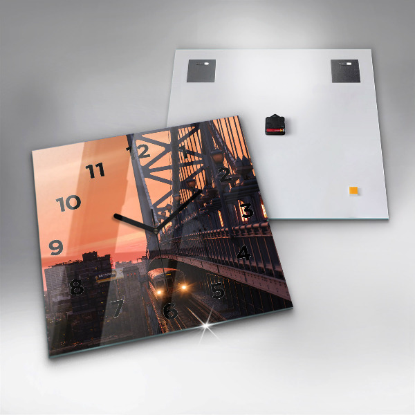 Čtvercové nástěnné hodiny Most Benjamina Franklina