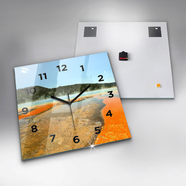Čtvercové nástěnné hodiny Jezero s horami