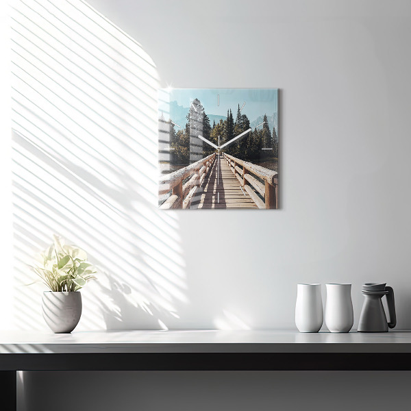 Čtvercové nástěnné hodiny Hory v Yellowstonu