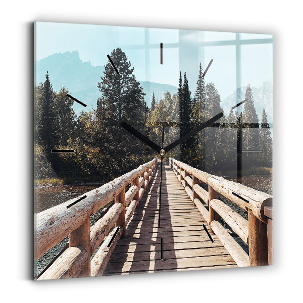 Čtvercové nástěnné hodiny Hory v Yellowstonu